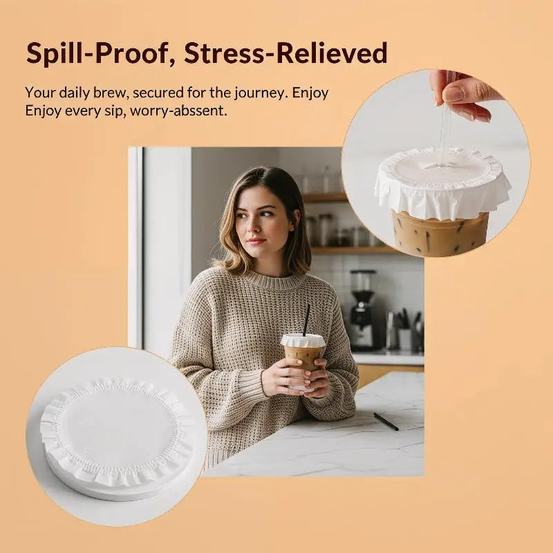 Disposable Leak-Proof Cup Lid Films 100/500 Pack – Multi-Size Cup Lid Films SPOT