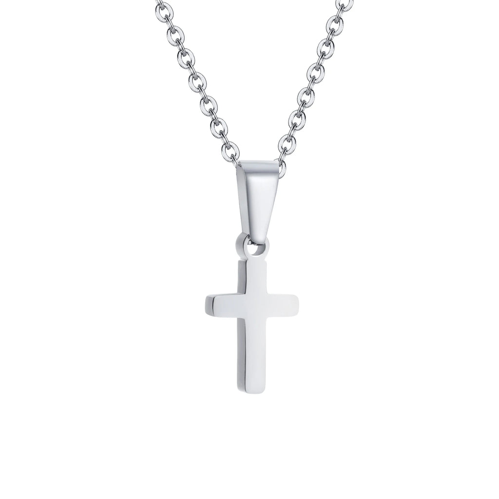 Kids Cross Pendant Necklace – Stainless Steel, Baptism Gift Cross Pendant Necklace SPOT NC-1625S