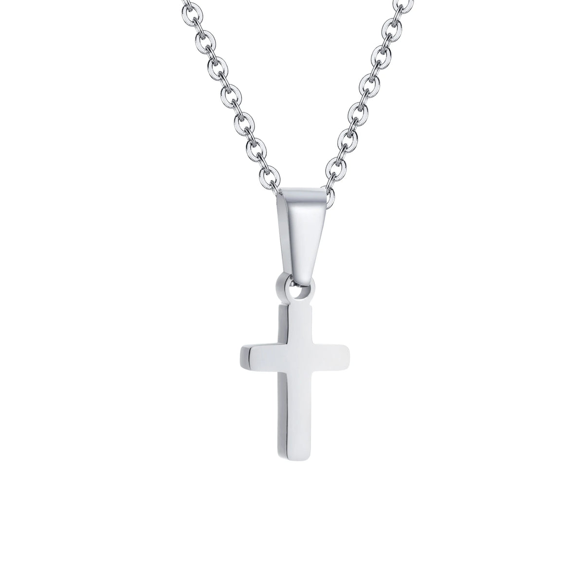 Kids Cross Pendant Necklace – Stainless Steel, Baptism Gift Cross Pendant Necklace SPOT NC-1625S