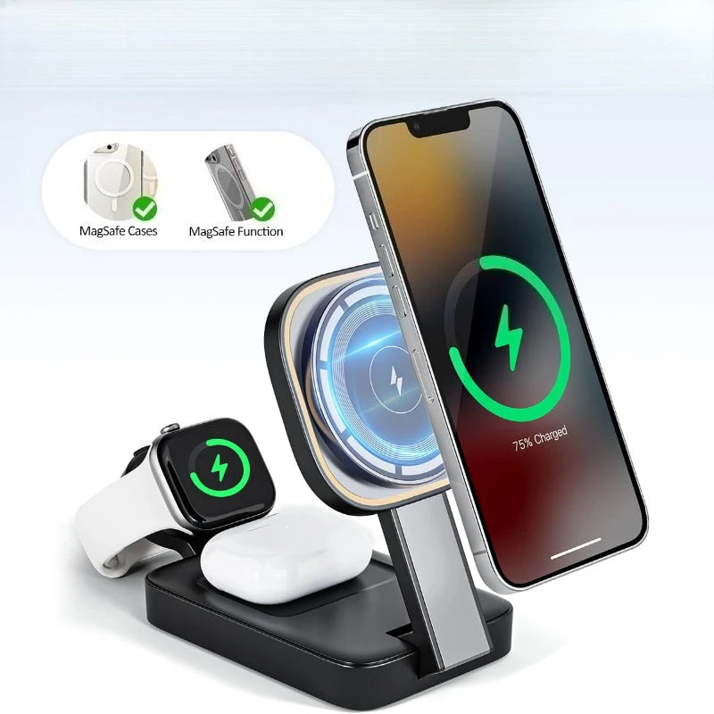 VIKEFON 3-in-1 Magnetic Wireless Charger – iPhone, iWatch & AirPods Wireless Charging Station SPOT