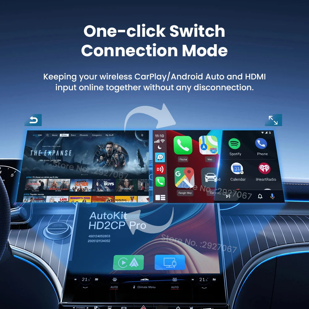CarlinKit 3-in-1 Wireless CarPlay Android Auto HDMI Adapter 2K Car Wireless Adapter SPOT