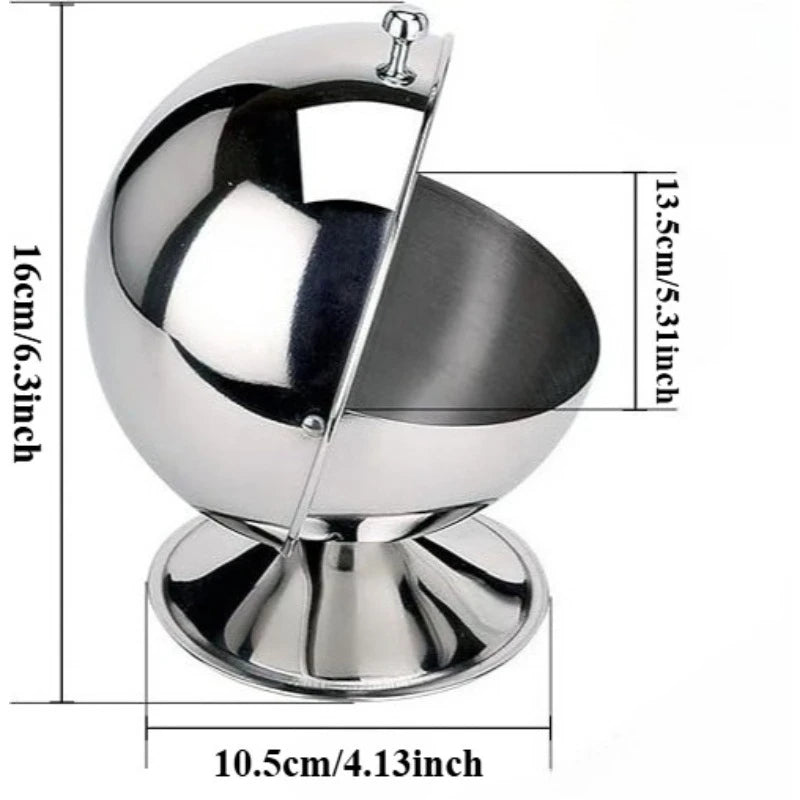 Stainless Steel Spherical Sugar Bowl with Flip-Top Lid Sugar & Condiment Jar SPOT