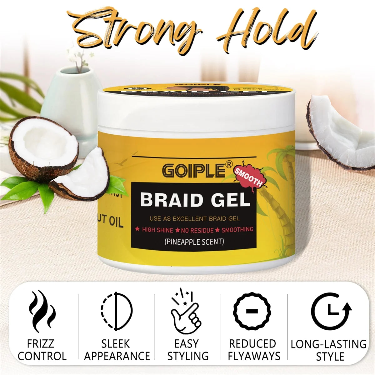 Goiple 3pc Braiding Gel Set – High-Shine Mousse & Rose Hair Spray Hair Styling Set SPOT