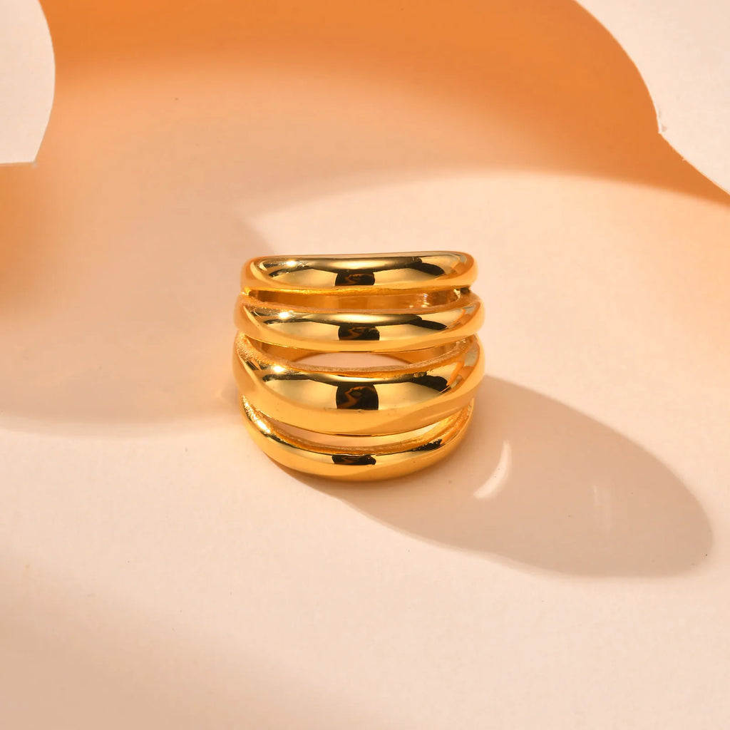 Multilayer Chunky Ring 18K Gold Plated Stainless Steel Women Gold Plated Ring SPOT