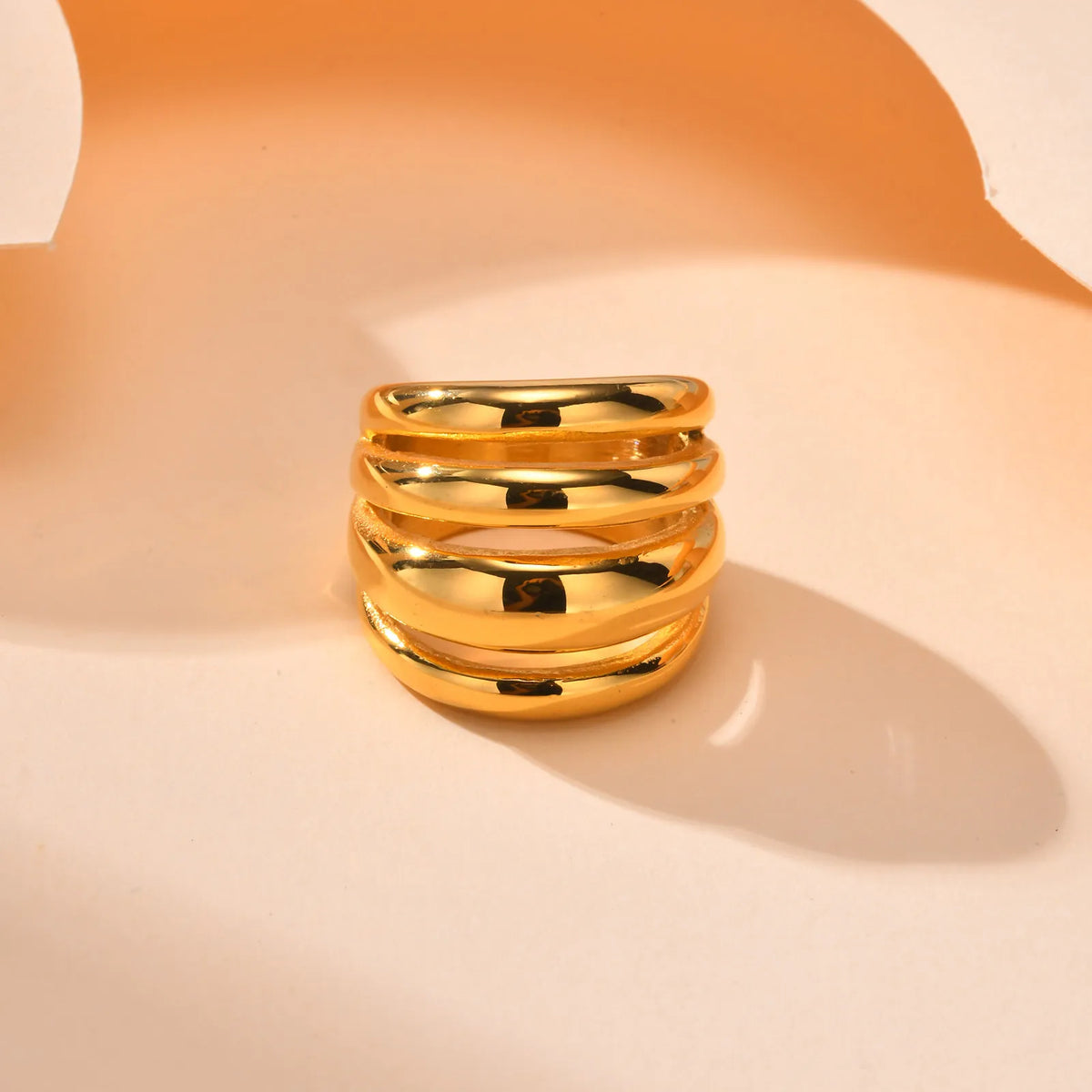 Multilayer Chunky Ring 18K Gold Plated Stainless Steel Women Gold Plated Ring SPOT