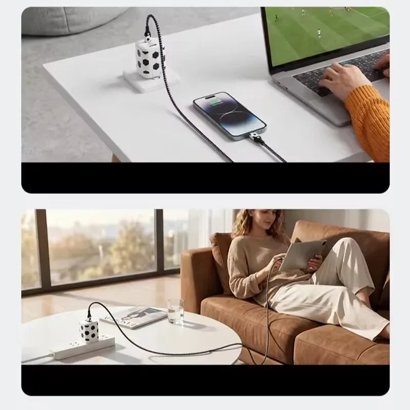 Football Style Braided Fast Charging Cable – iPhone & Android Charging Cable SPOT