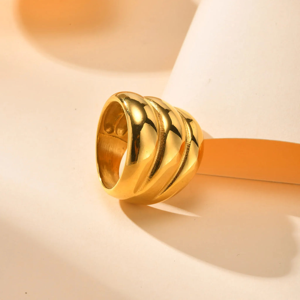 Chunky Croissant Ring – 18K Gold Stainless Steel Statement Ring Statement Ring SPOT