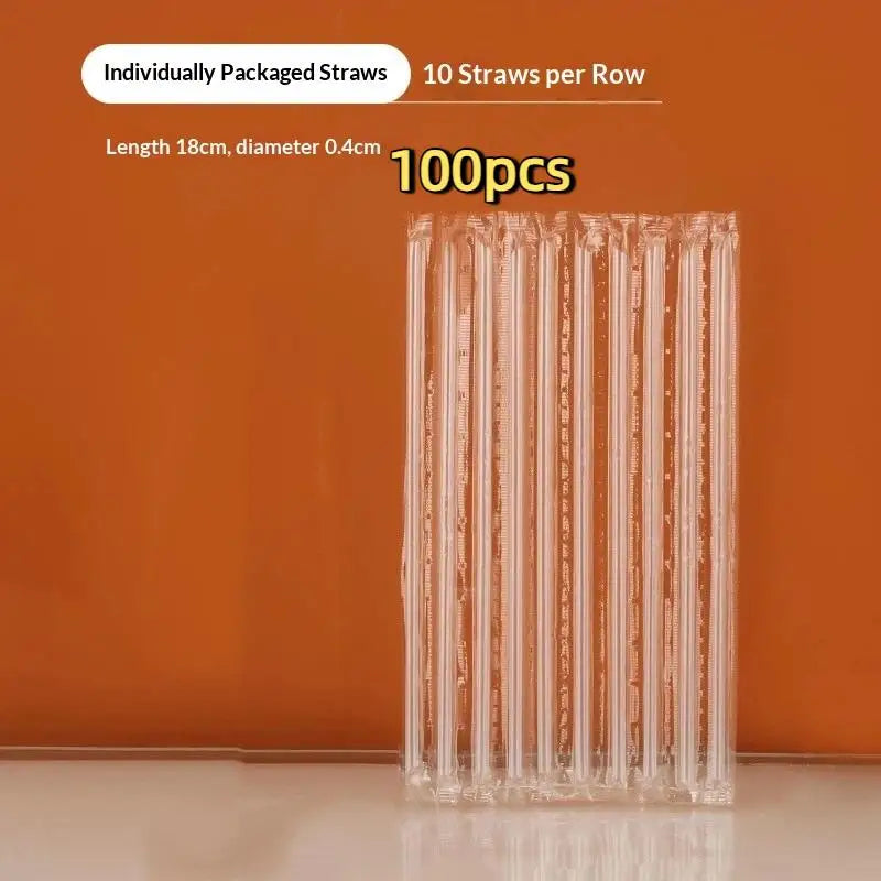 100-Pack Clear Pointed Disposable Drinking Straws – PP Plastic Disposable Drinking Straws SPOT A1