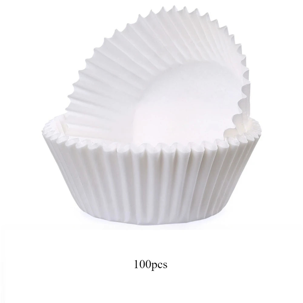100-Pack Non-Stick Greaseproof Cupcake Liners – Muffin Baking Cups Cupcake Baking Liners SPOT 100pcs White