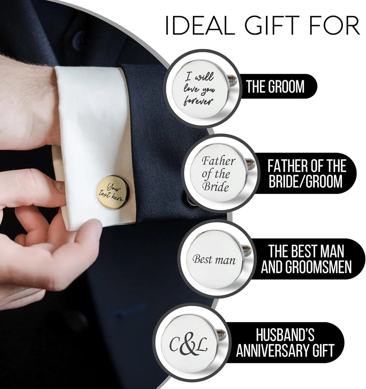 Custom Engraved Cufflinks for Men – Personalized Wedding Gift Personalized Cufflinks SPOT