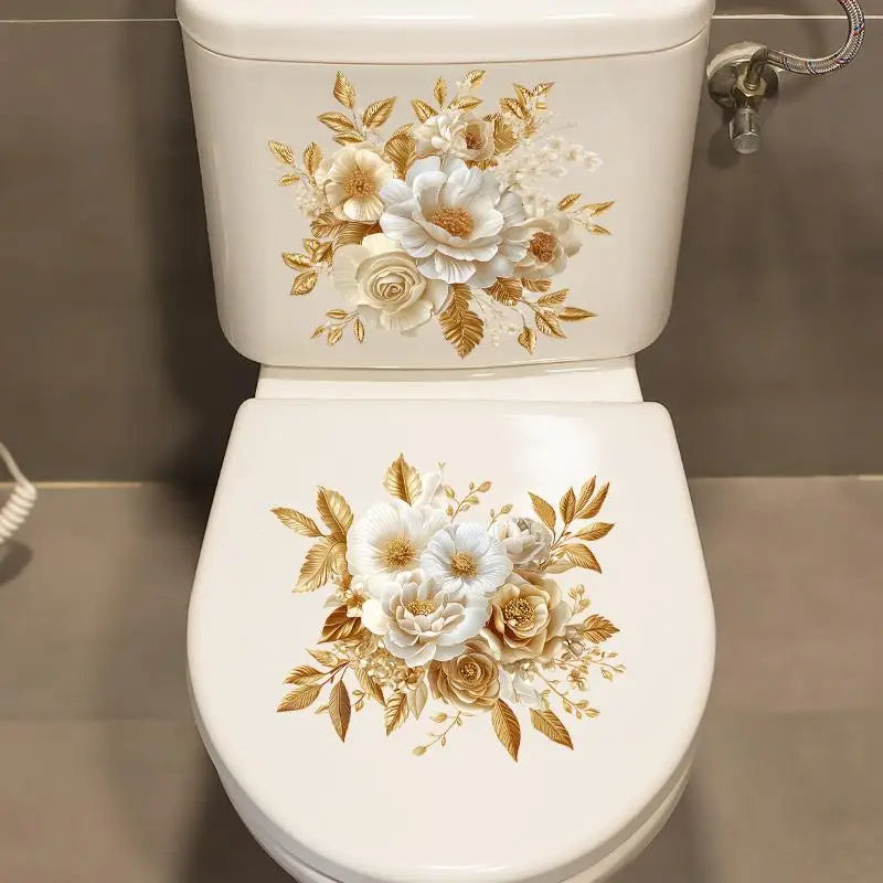 Waterproof Toilet Sticker Set – Removable Gold Bathroom Decal Bathroom Wall Sticker SPOT Default Title