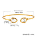 Teardrop CZ Gold Cuff Bracelet – Adjustable Stainless Steel Bangle Cuff Bracelet SPOT B-781G
