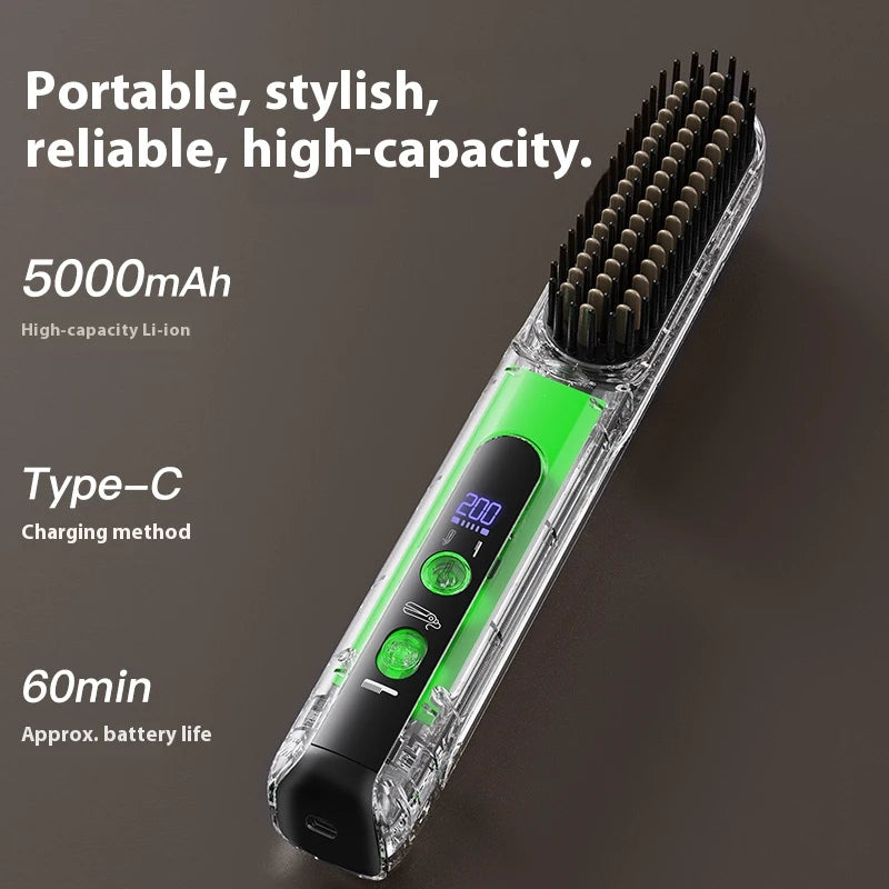 Wireless Hair Straightening Brush – Cordless, 5000mAh, 4 Heat Settings Hair Straightening Brush SPOT