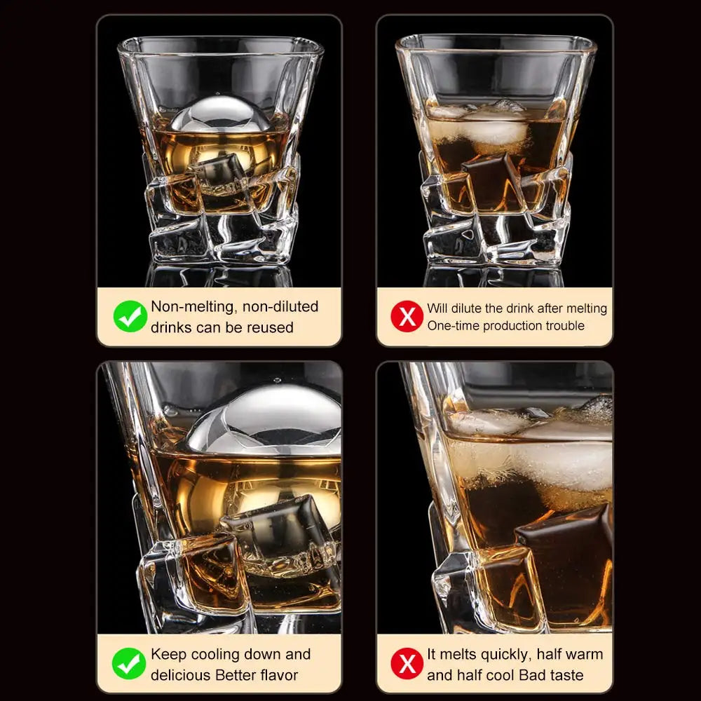 Stainless Steel Whiskey Ice Balls – Reusable Chilling Set Whiskey Chilling Stones SPOT
