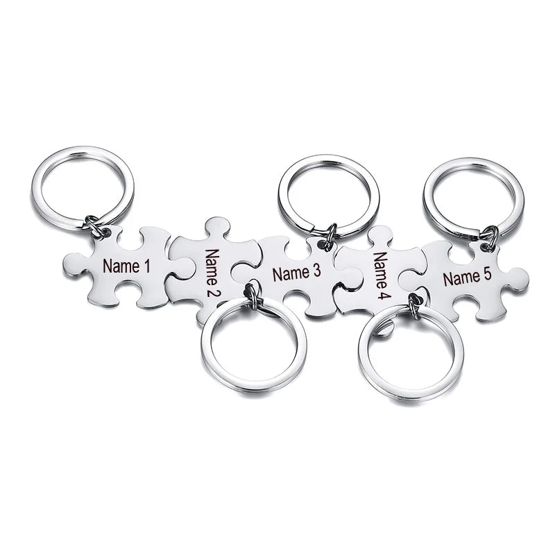 Custom Engraved Puzzle Piece Keychain Set – BFF & Family Personalized Keychain Set SPOT