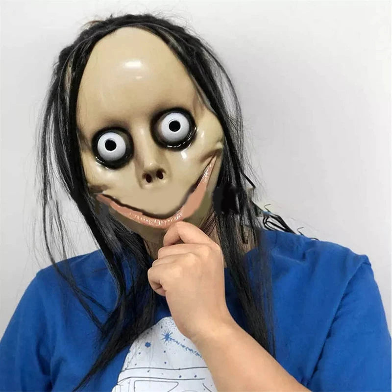 Halloween Ghost Mask with Long Hair – Creepy Costume Prop Halloween Costume Mask SPOT