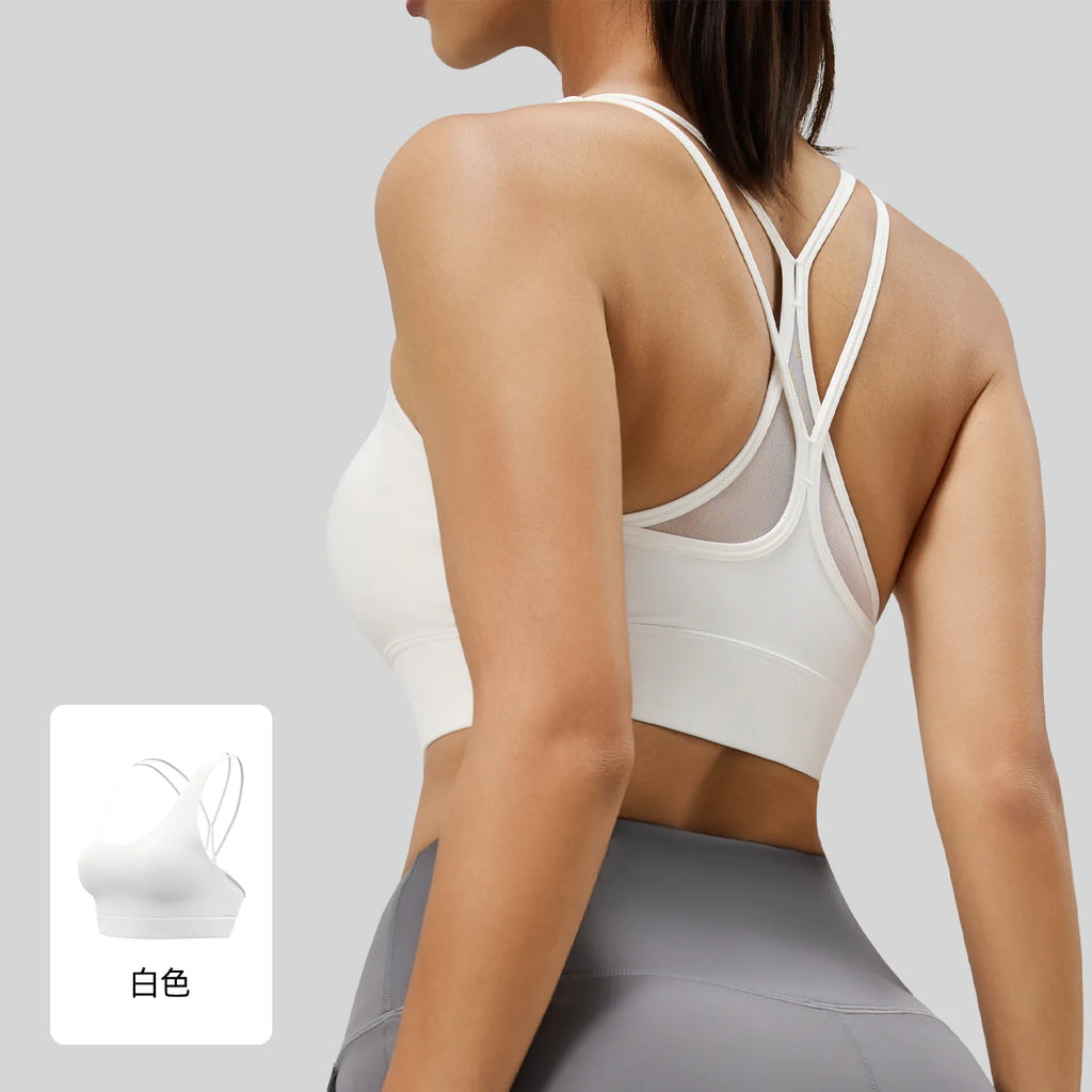 Women's Push-Up Sports Bra – Gym & Yoga Crop Top Women's Sports Bra SPOT white M