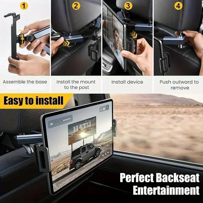 Car Headrest Tablet Mount – 360° iPad Holder for Back Seat Car Tablet Mount SPOT