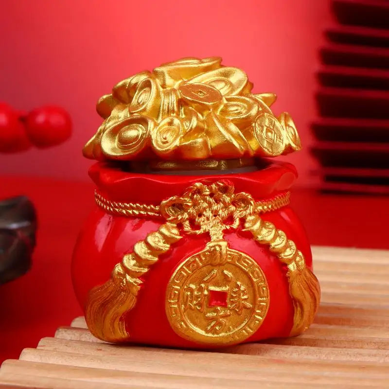 Resin Chinese Lucky Money Bag Figurine – Fortune Decor Resin Figurine SPOT A3