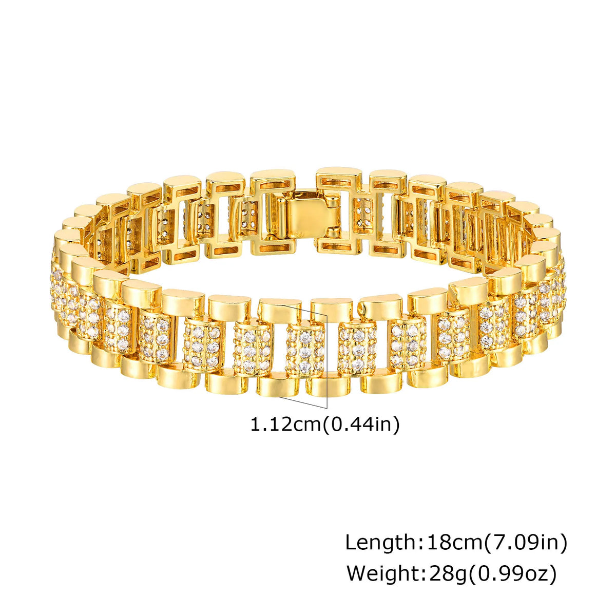 Meaeguet CZ Tennis Bracelet – Gold Chunky Hip Hop Chain Chain Link Bracelet SPOT PBR-222G