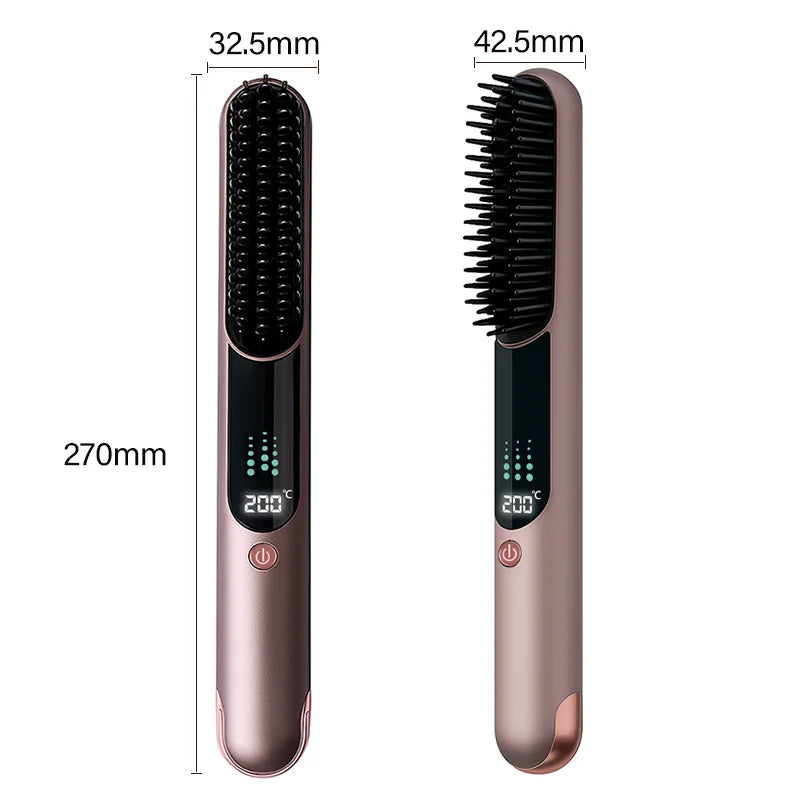 Wireless 2-in-1 Negative Ion Hair Brush – Straightener & Curler Electric Hair Brush SPOT