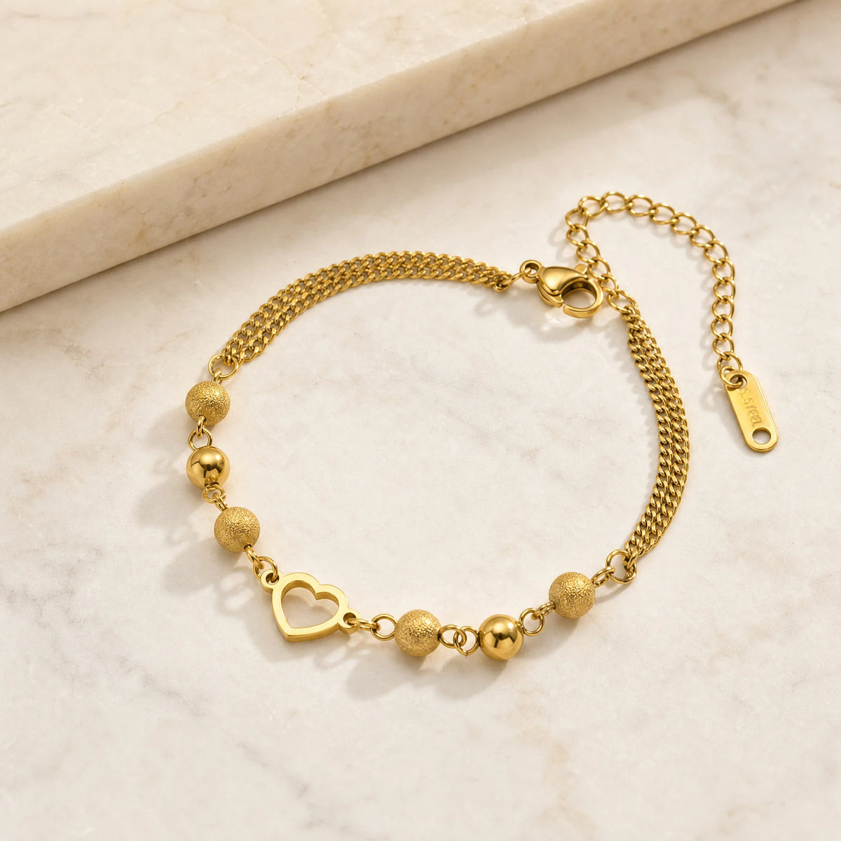 18K Gold Plated Bead Slider Bracelet – Waterproof & Stackable Chain Link Bracelet SPOT