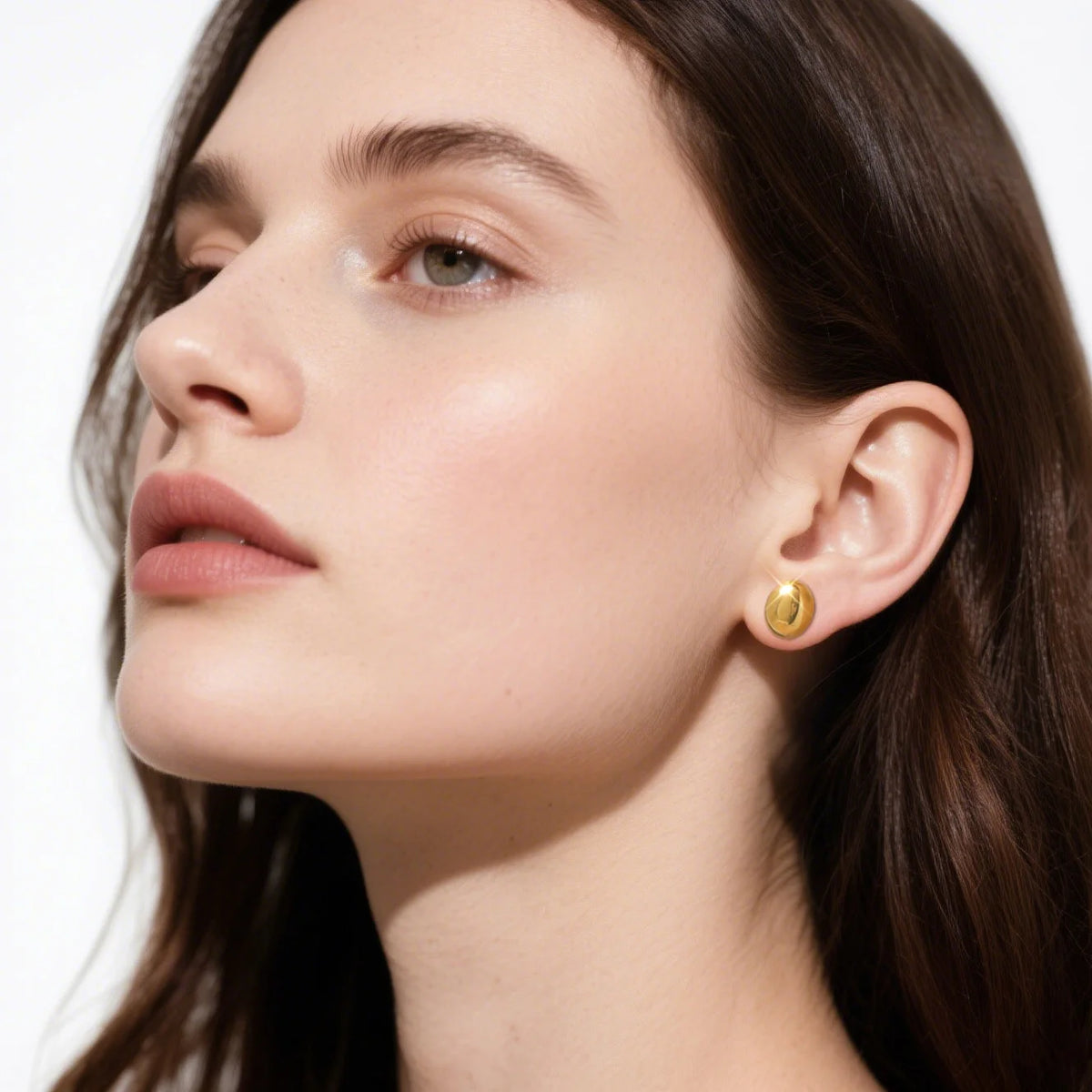Meaeguet Oval Brushed Gold Stud Earrings – Nickel-Free Women Stud Earrings SPOT