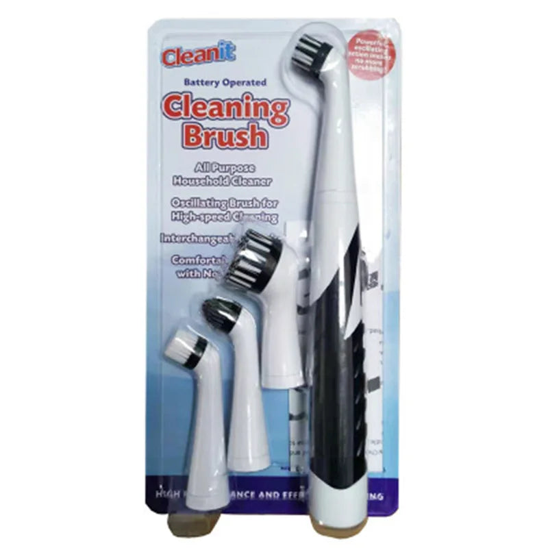 Electric Spin Scrubber Kit – 4 Brush Heads, Rotating Handle Electric Cleaning Brush SPOT black