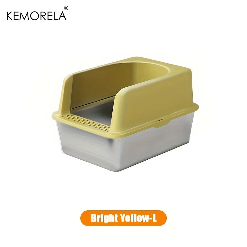 Stainless Steel Cat Litter Box with Lid – Large, Odor-Free Cat Litter Box SPOT Bright Yellow L