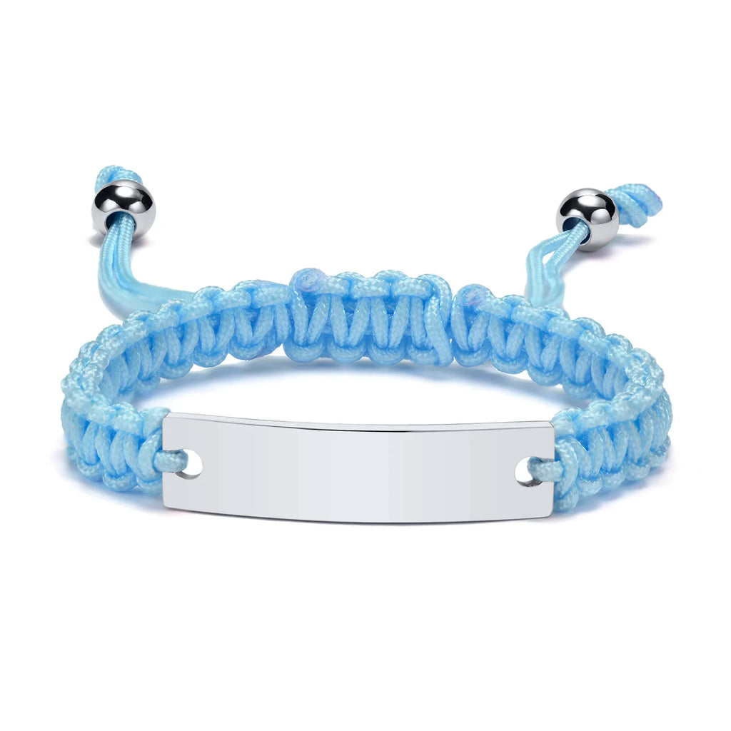 Engraved Personalized Rope Bracelet – Custom Name Wristband Personalized Bracelet SPOT 643SL Blue NO Need Engraved