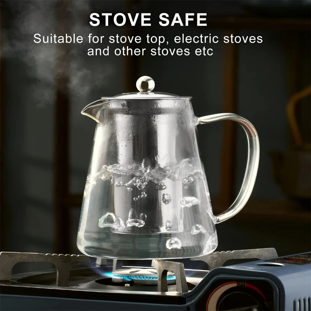 Borosilicate Glass Teapot with Stainless Steel Infuser 1L Glass Teapot SPOT