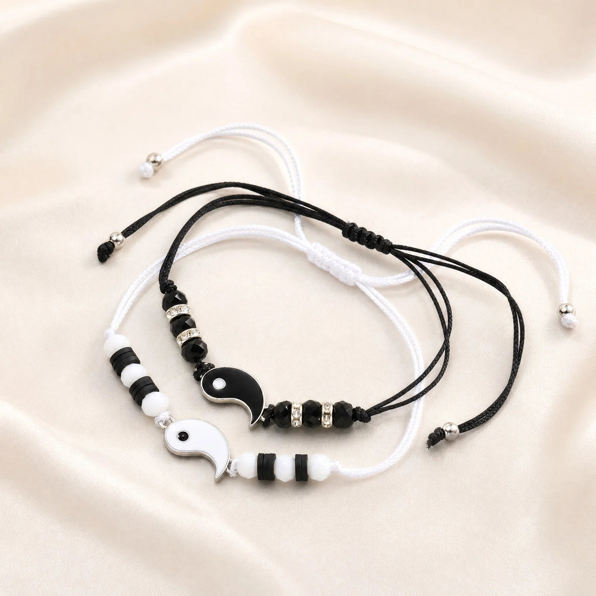 Yin Yang Couple Bracelets – Matching Black & White Beaded Set Couple Bracelet Set SPOT