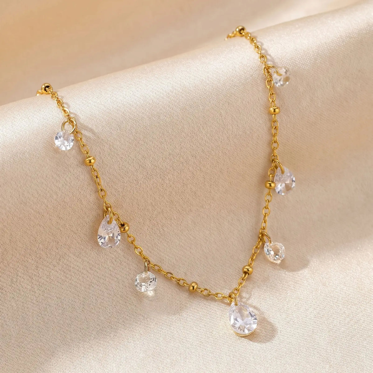 Dainty Teardrop Zircon Necklace – 18K Gold Plated, Waterproof Zircon Pendant Necklace SPOT Default Title
