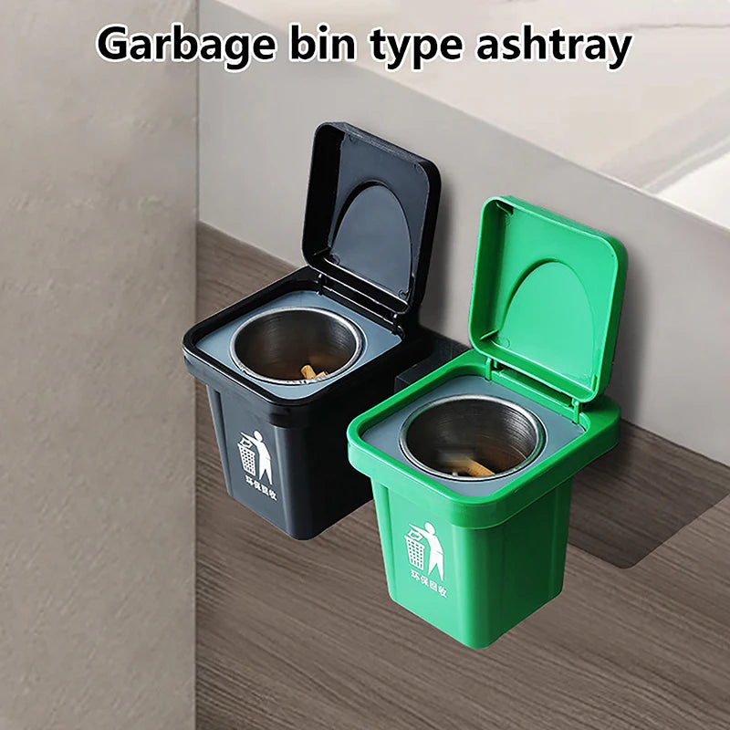 Wall-Mount Stainless Steel Ashtray with Lid – Anti-Ash Design Wall Mount Ashtray SPOT