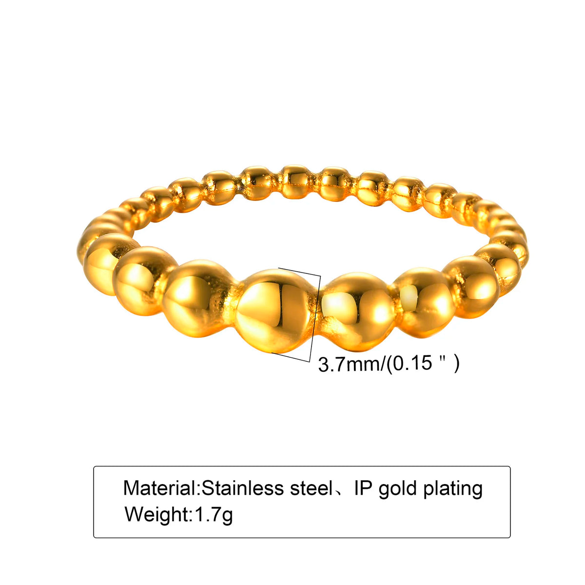 Dainty Beaded Ball Ring – 18K Gold Stainless Steel Stackable Fashion Ring SPOT
