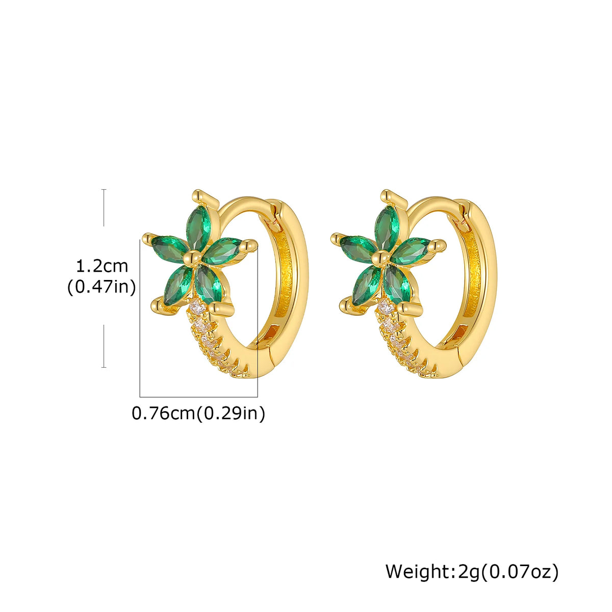 Gold CZ Flower Huggie Hoop Earrings – Hypoallergenic Steel Huggie Hoop Earrings SPOT EBD-481G04