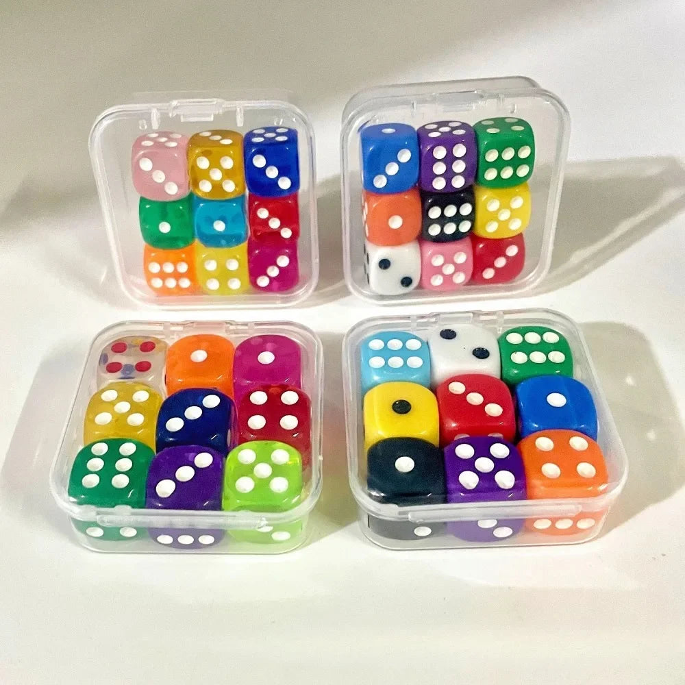 9-Piece 14mm Transparent Boxed Dice Set – Board Game Dice Board Game Dice Set SPOT
