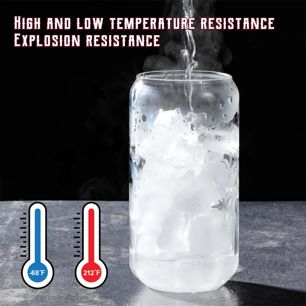 Borosilicate Glass Cups with Lid & Straw – Set of 1/4/6 Glass Drinkware Set SPOT