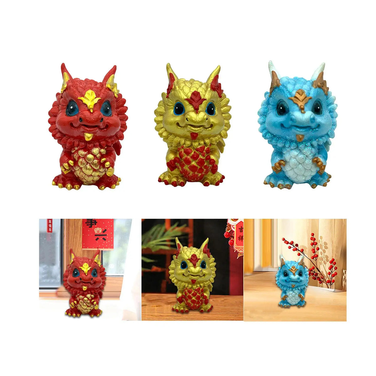 Cartoon Dragon Figurine Resin Statue – Desk & Car Décor Dragon Figurine SPOT