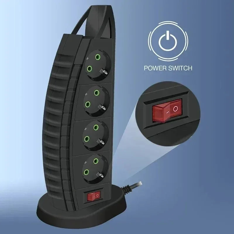 Vertical Tower Power Strip – 4 EU Outlets, 3 USB + USB-C Tower Power Strip SPOT
