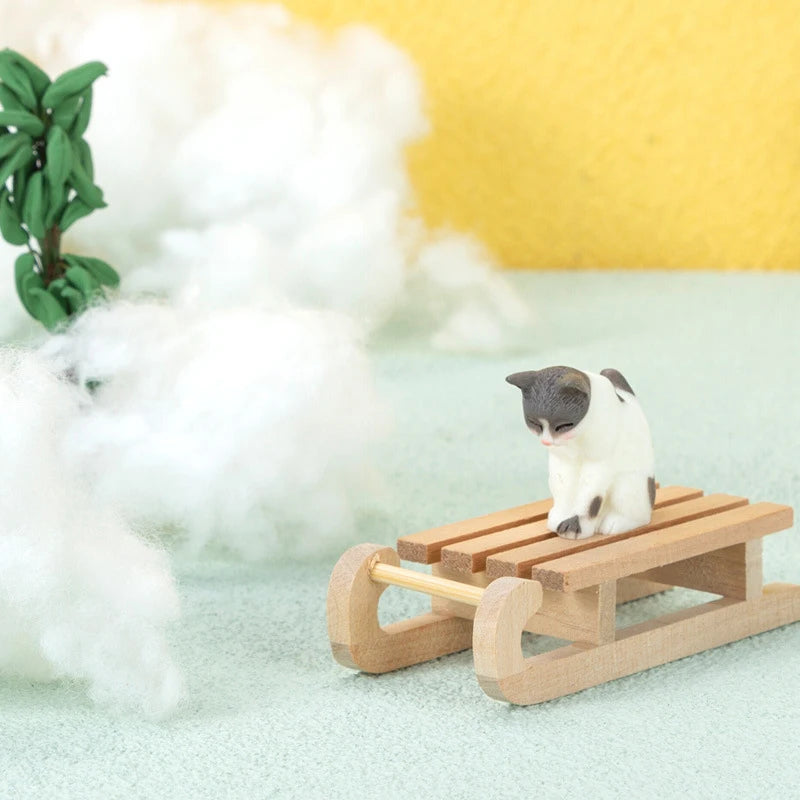1:12 Miniature Wooden Sleigh Sled – Dollhouse Christmas Decor Dollhouse Miniature SPOT
