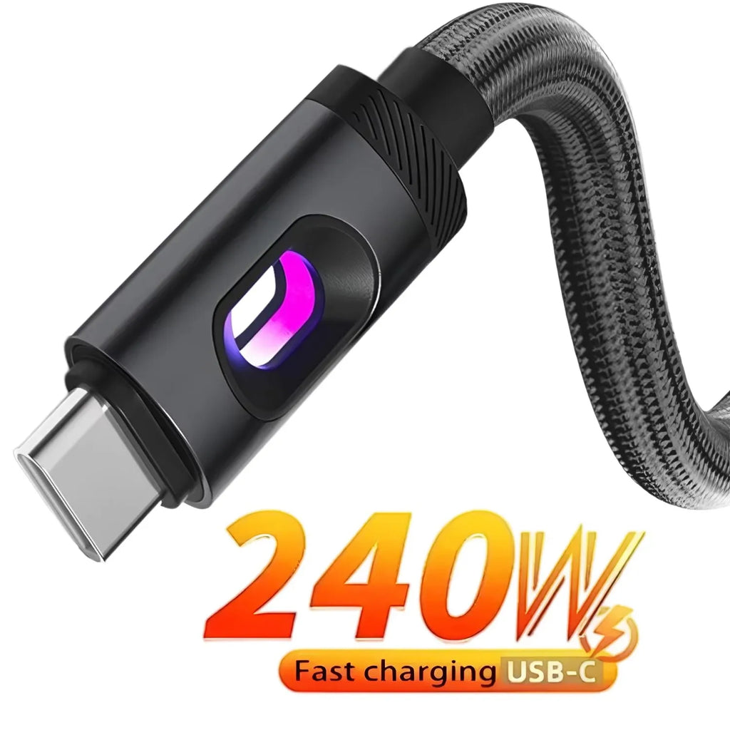 240W USB-C to USB-C Fast Charging Braided Cable – PD Cord USB-C Charging Cable SPOT