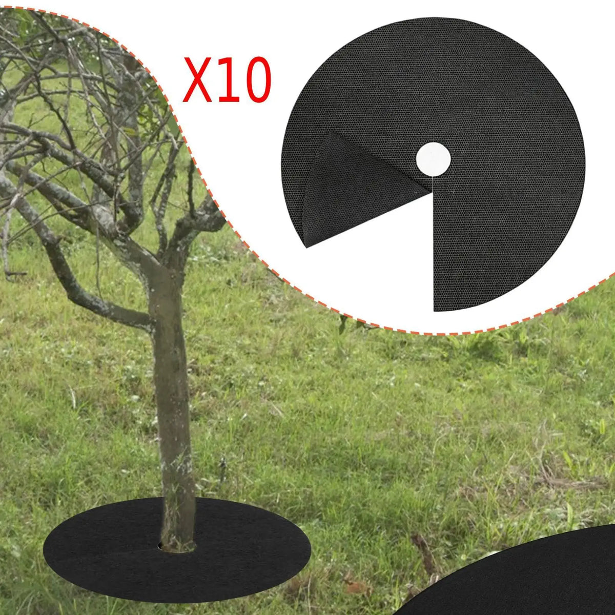 10-Pack Round Weed Barrier Mats – Tree Mulch Rings for Garden Weed Barrier Mats SPOT BlackS