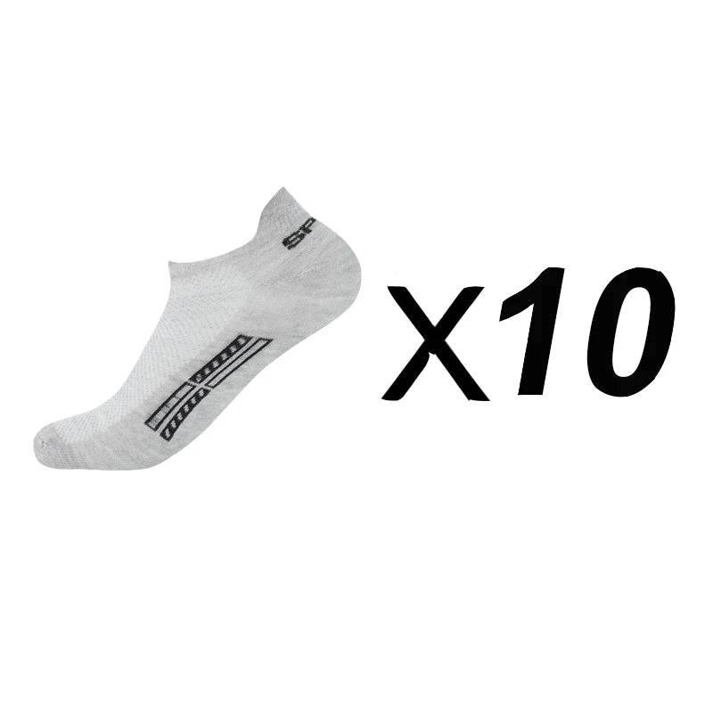 10-Pack Men's Breathable Mesh Ankle Socks – Low Cut Athletic Men's Ankle Socks SPOT 10pairs grey One Size
