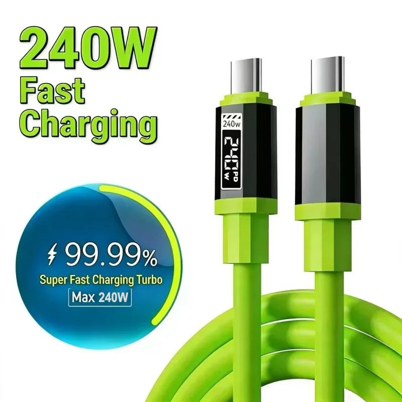 240W USB-C Fast Charging Silicone Cable – 1m/1.5m/2m USB-C Charging Cable SPOT