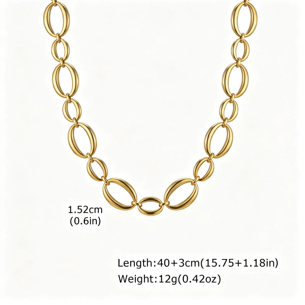 Chunky Oval Link Chain Necklace – Stainless Steel, Women Chain Necklace SPOT Necklace-NC-2398G