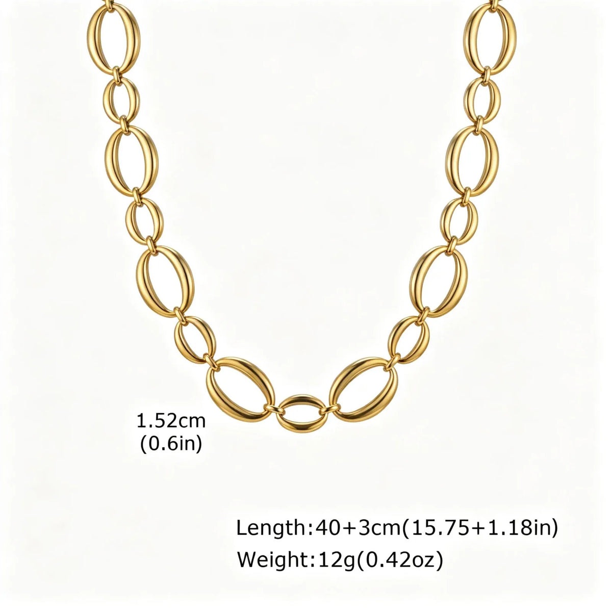 Chunky Oval Link Chain Necklace – Stainless Steel, Women Chain Necklace SPOT Necklace-NC-2398G