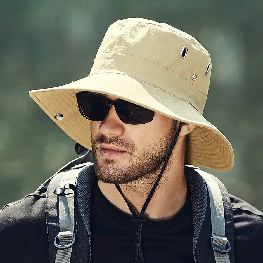 Wide Brim Waterproof UV Bucket Hat – Unisex Safari Fishing Cap Bucket Hat SPOT