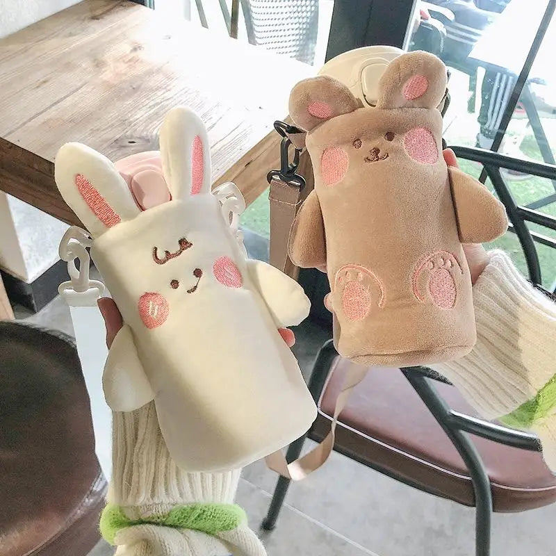Cartoon Plush Water Bottle Cover – Insulated Cup Sleeve Pouch Bottle Sleeve Cover SPOT