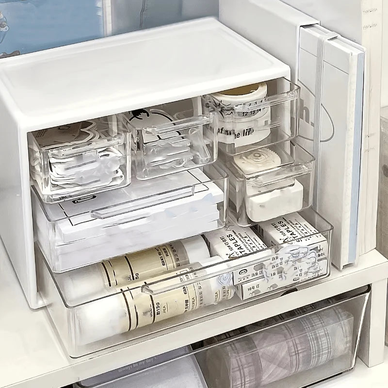 Clear Desktop Storage Box with Drawers | Mini Organizer Desktop Drawer Organizer SPOT